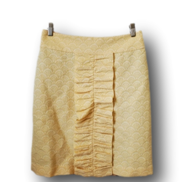 leifsdottir Dresses & Skirts - ANTHRO Leifsdottir Jacquard Pencil Skirt Wool blend Ruffle Paneled Size 8